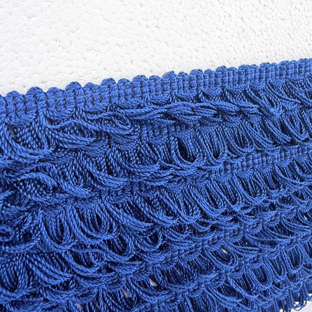 Conso 9871 Royal Blue Loop Fringe Trim 0.75" 6 Yards USA Vintage Upholstery Edge - Picture 2 of 5